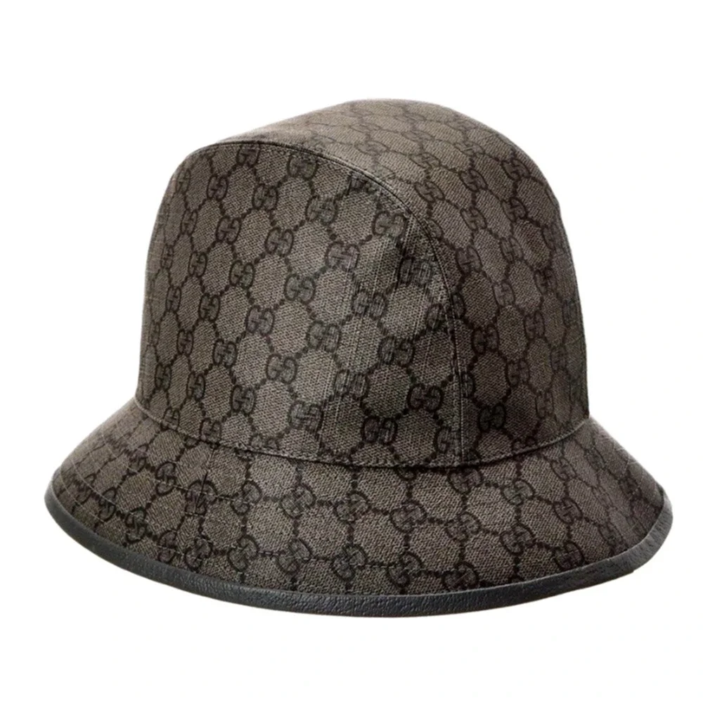 NEW Gucci GG Supreme Canvas Bucket Hat Grey Fedora Size M 58cm UNISEX Authentic